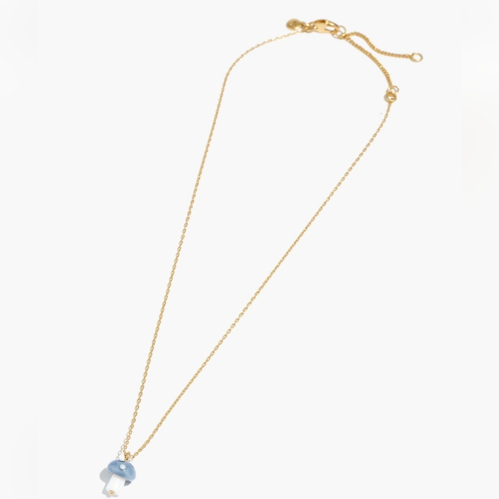 Madewell Gold and Blue Mushroom Necklace NWT - Picture 5 of 9
